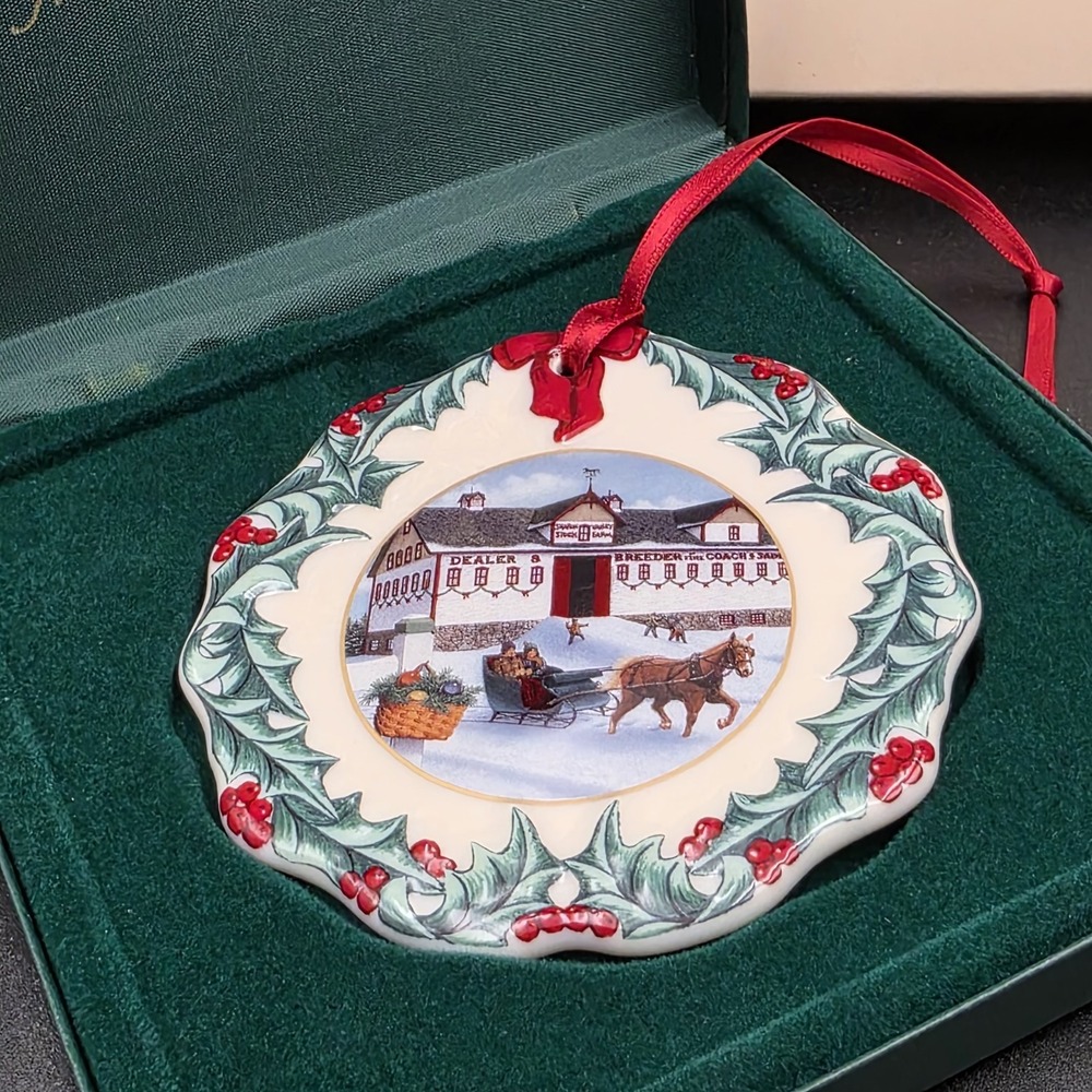 1999 Longaberger Collectors Club HOMETOWN CHRISTMAS Riding Thru Snow Ornament